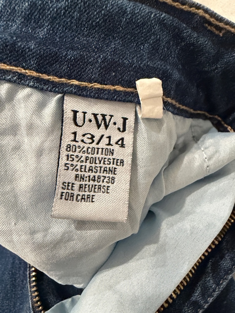 U. W. J Dark Blue white wash Denim Jeans - Picture 3 of 5